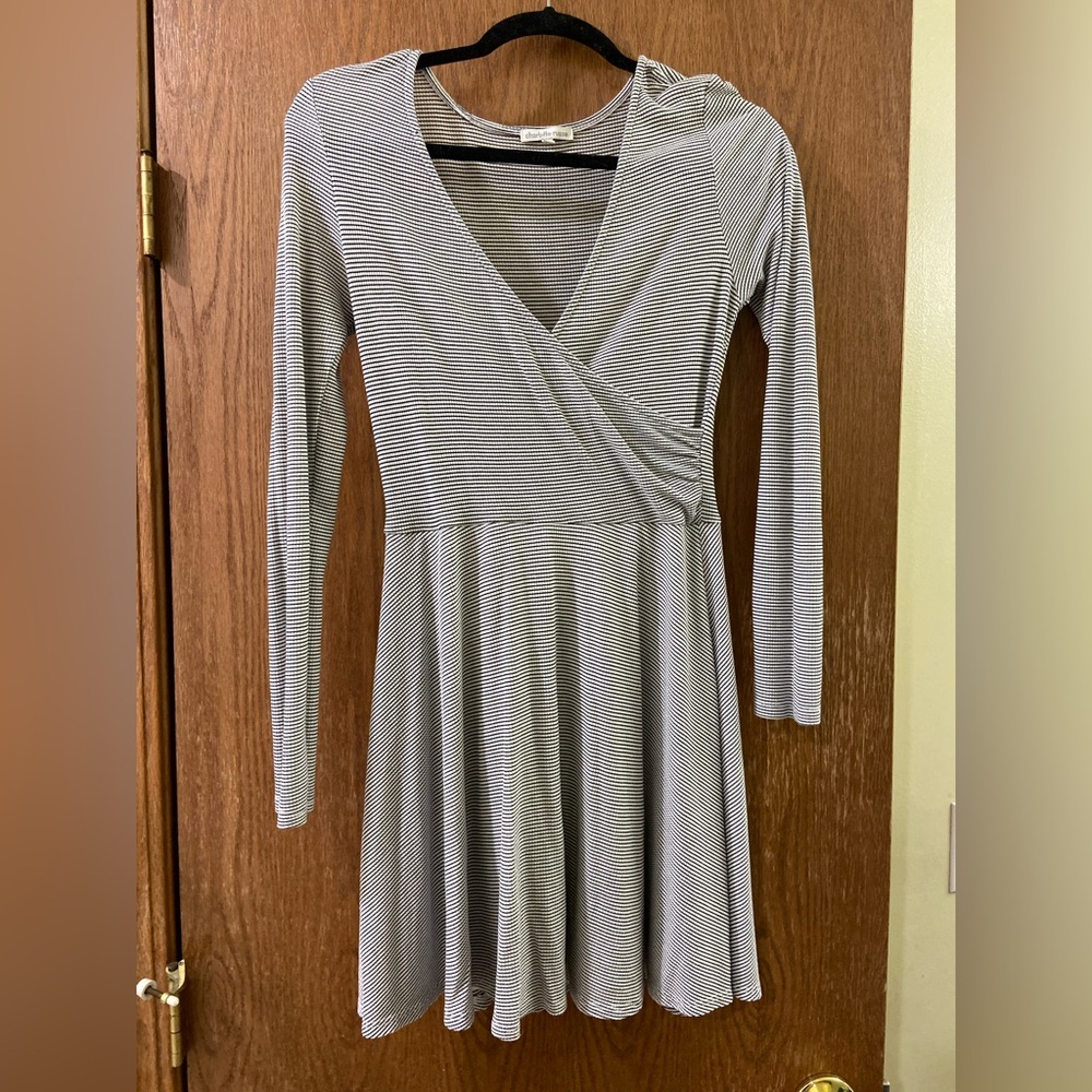 Charlotte Russe Black and White Striped Long Sleeve Dress